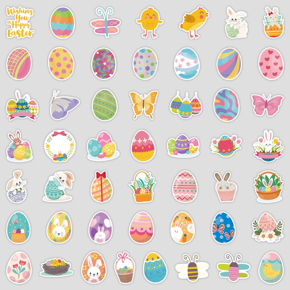 

50 Пасхальных граффити-наклеек Креативные DIY Пасхальные наклейки Наклейки для украшения стакана для воды, мобильного телефона, компьютера