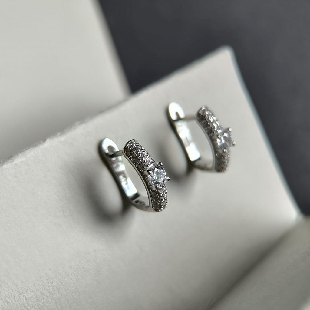 Серебряные серьги с фианитами (2187189)