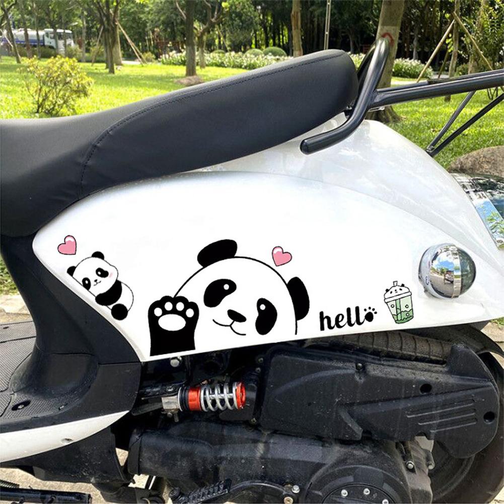 1Pc Motorcycle Bicycle Decal Helmet Car Waterproof Decals Lovely Pandas Night Sign Stickers Creative Exterior Decor Accessories