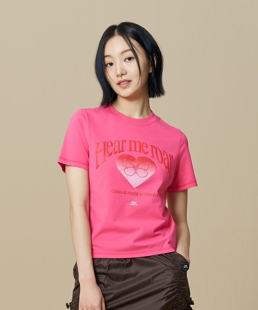 BBC EARTH Heart Graphic Short Sleeve T-Shirt_Pink