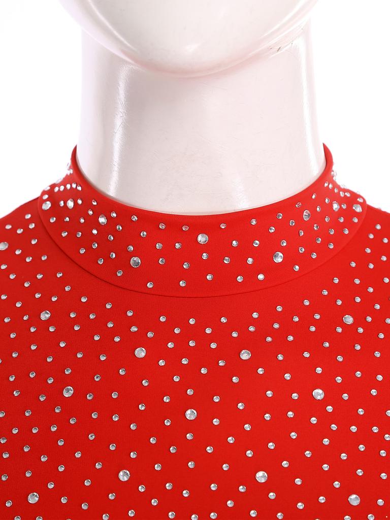 Maillot de patinage artistique pour femme à manches longues, body à paillettes et franges, entrejambe ouvrable, fermeture éclair dans le dos, combinaison de couleur contrastante avec strass