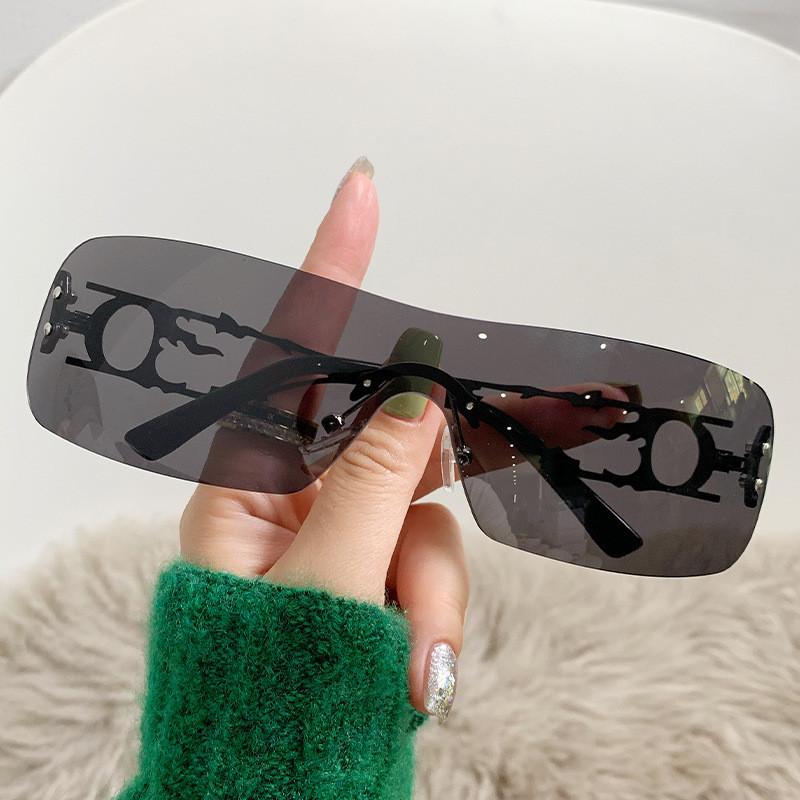 Unisex Frameless Retro Y2k Sunglasses With Uv400 Protection For Outdoor Activities GunmetalGrey