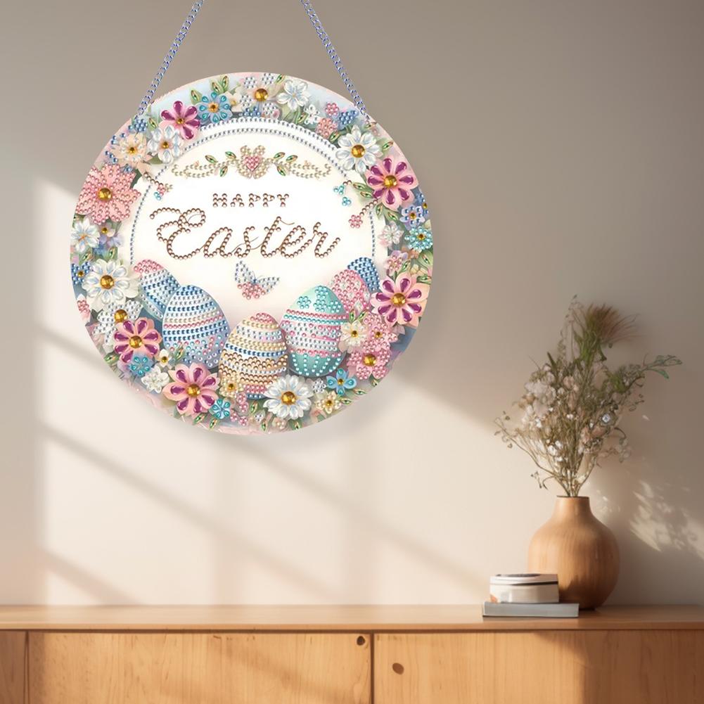 Osterhase Diamant Painting Hängender Anhänger Doppelseitiger Druck Strassstein Diamant Kunst Fensteranhänger für Fensterdekoration