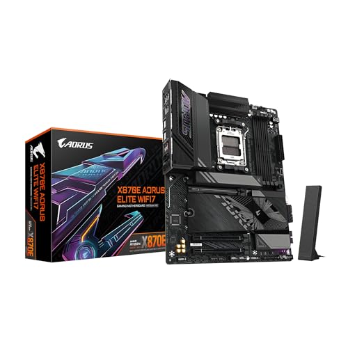 

Материнська плата GIGABYTE X870E AORUS Elite WIFI7, AMD AM5, LGA 1718, ATX, DDR5, 4 слоти M.2, PCIe 5.0, USB4, WIFI7, 2.5GbE LAN, EZ-Latch, 5-річна гарантія