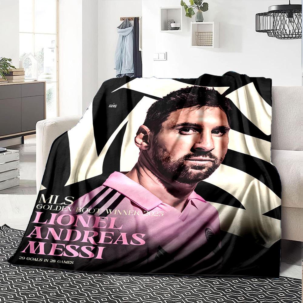 Lionel Messi's Assists Milestone Blanket Warmthful Decor Perfect for Bedding Livingroom Chair All-Season Use Playful Design