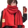 Autumn and winter red hairball knitted scarf female atmosphere cute thickened warm Christmas scarf