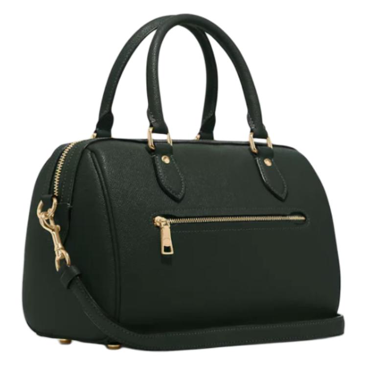Coach Rowan Satchel 25 Gold Logo Reißverschluss Beschläge Crossgrain-Leder Boston Bag Umhängetasche Crossbody-Tasche Tragetasche Mittel CH282-IMRFT