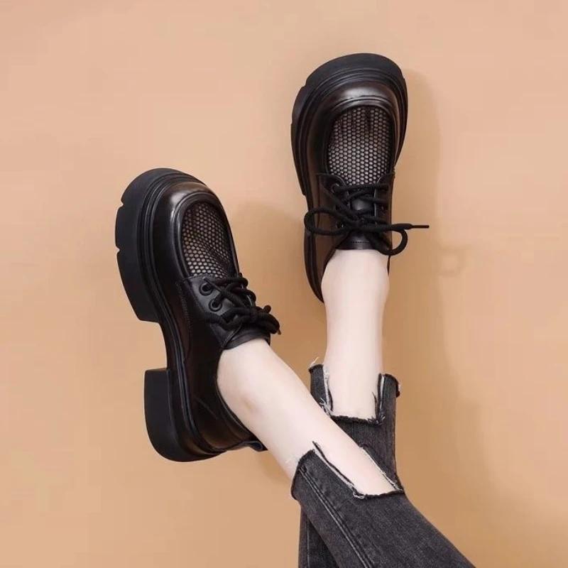 Fashion Women's Shoes Platform Round Toe Loafers Ladies Pumps with Medium Heels Quick Delivery Stylish Popular Y2k Footwear Luxury Brand