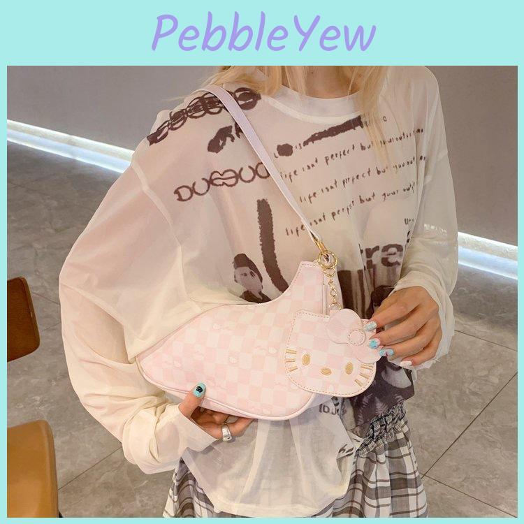 Cartoon Hello Kitty Shoulder Bag For Women With Pu Material And Cute Print For Daily Use