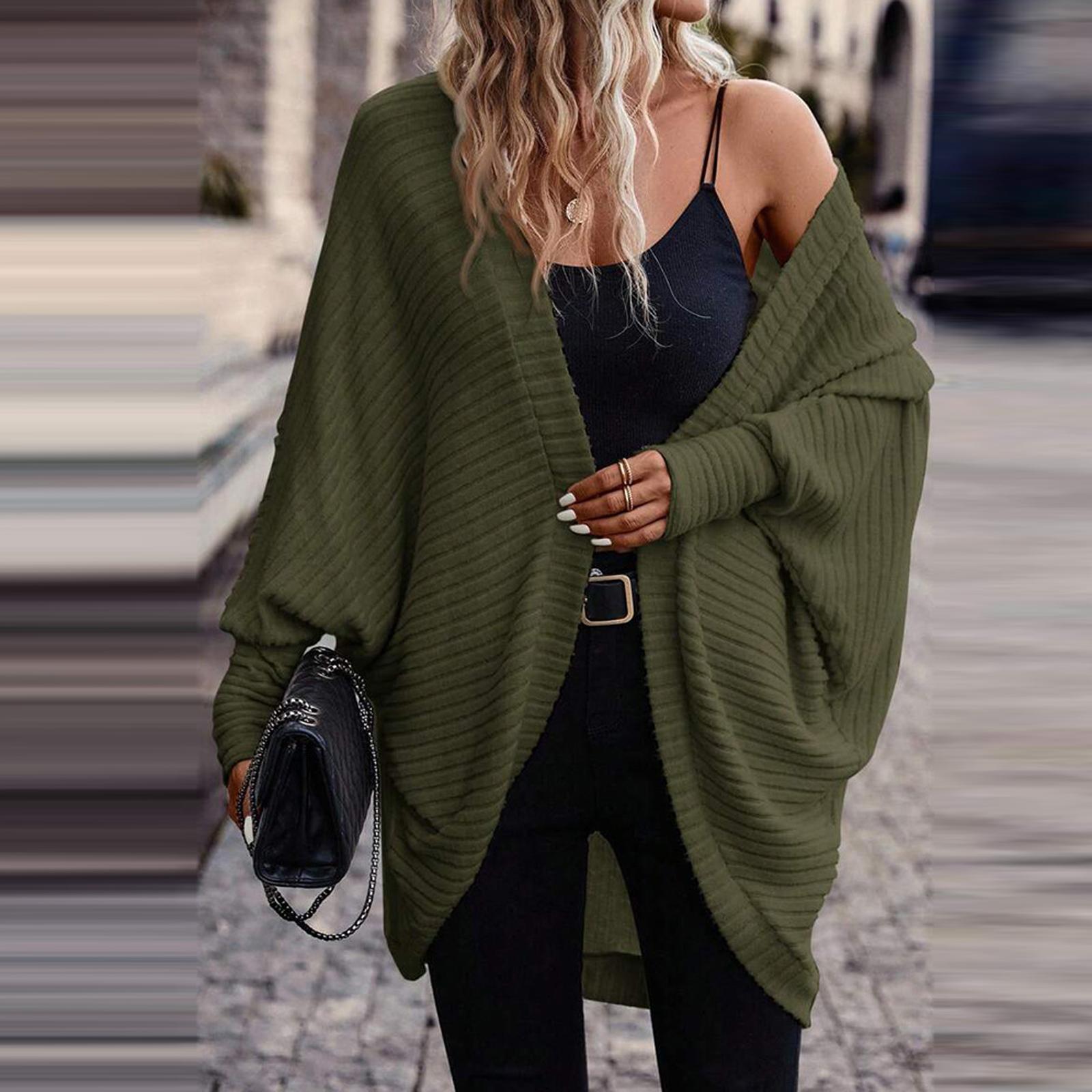 

Women s Fashion Cardigan Solid Color Long Sleeve Cardigan Jacket L