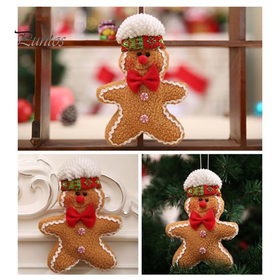 Cute Christmas Party Favors Gingerbread Man Pendant, Non-woven Fabric Hanging Ornament with Lanyard Holiday Gift for Tree Decoration, Festive