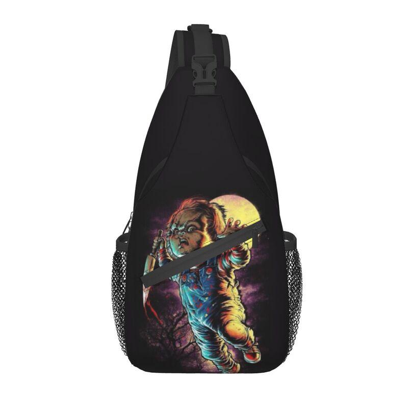 Horror Killer Chucky Sling Crossbody Chest Bag Men Fashion Child's Play Movie Shoulder Backpack for Travel Cycling