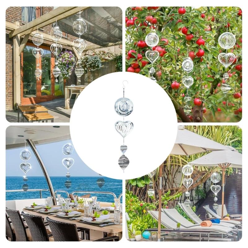 Wind Chime Bird Deterrents 3D Rotating Reflective Spinners Weatherproofed Garden Decoration For Crop Protecting