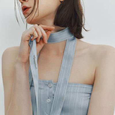 MEENDERI SATIN LOGO SCARF - SKY BLUE