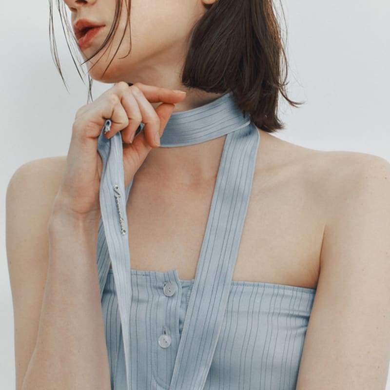 

MEENDERI SATIN LOGO SCARF - SKY BLUE FREE