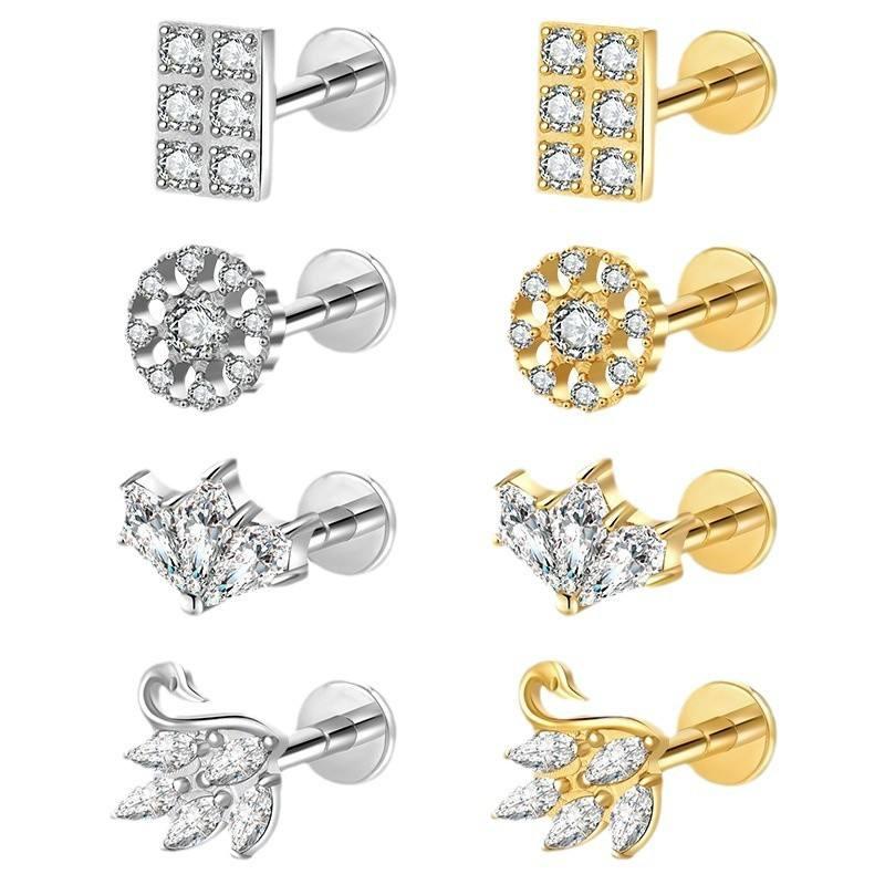 Titanium Alloy Nose Nail Jewelry European American Trend White Swan Zircon Hot Piercing Earring for Female Children's Gift