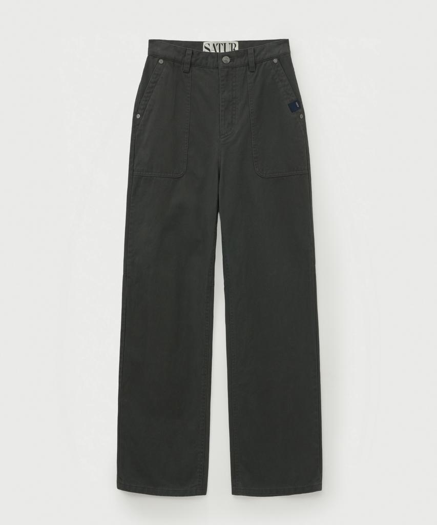 Seteo (W) Dyed Semi-Wide Fatigue Pants Charcoal
