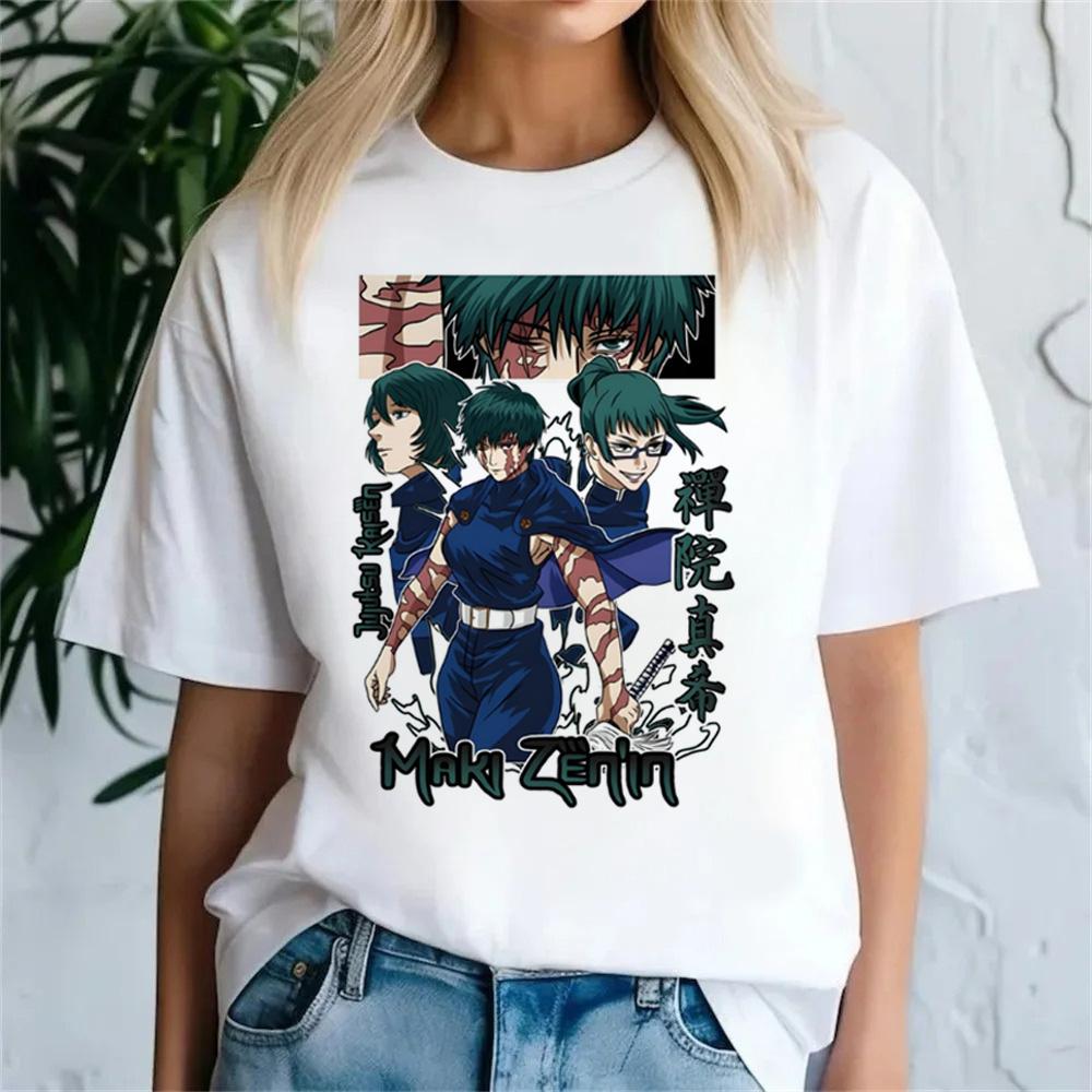 Jujutsu Kaisen T-Shirt Damen Japanisch Maki Zenin T-Shirt Mädchen Anime T-Shirts Kleidung Kurzarm Tops