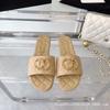 Classic Xiaoxiangfeng Sandals Women Wear Black Chain Slippers Versatile Fashion Diamond Flat Bottom One-word Drag