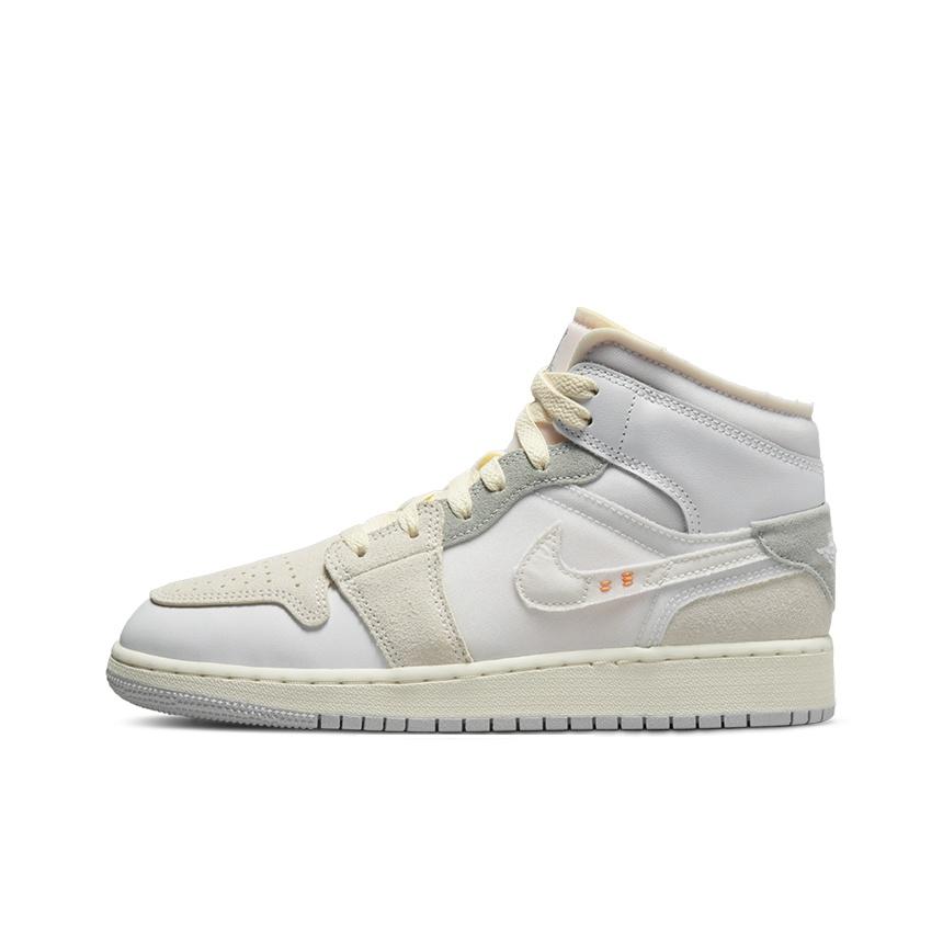 New Jordan 1 Mid SE Craft Inside Out White Grey GS DQ3726-100