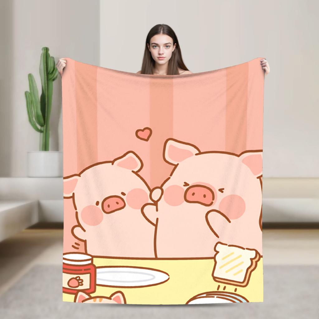 L-Lulu Pig Warm Blanket Kids Adult Plush Throw Blanket Aesthetic Home Decor Flannel Bedspread Sofa Bed Cover