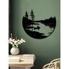 Bohemian Metal Wall Art Landscape Silhouette Round Sculpture Rustic Iron Hanging Decor for Home Garden Living Room Balcony
