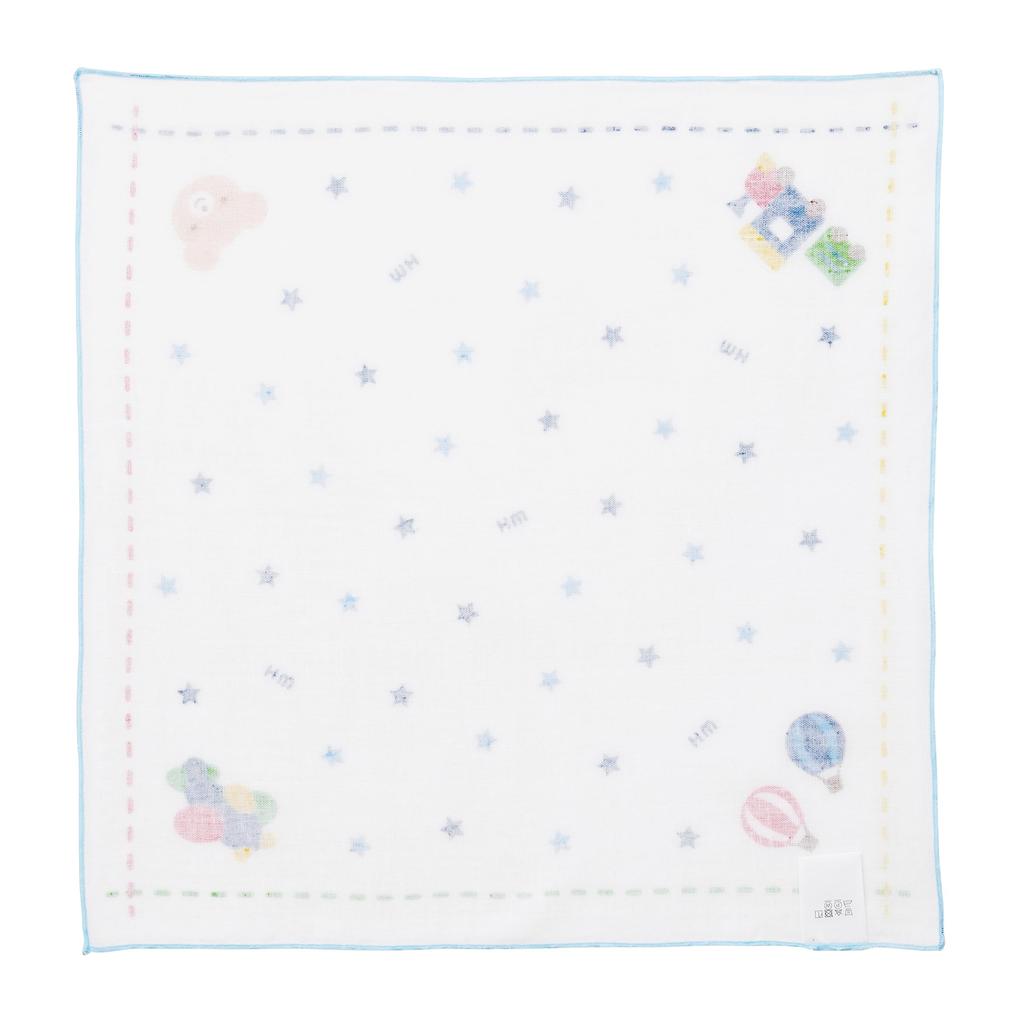 Gauze Handkerchief Gauze Set of Made In 35 X 35 Childbirth Baby Baby Gift Blue [MIKI HOUSE] Set, Handkerchief, Towel, 2, 100% Cotton, Japan, Cm,