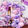10-Pack of Shell-Shaped Aluminum Foil Balloons, 5 Mini Shell-Shaped Pink Balloons, 5 Mini Shell-Shaped Purple Balloons, Very Suitable for Birthday Pa