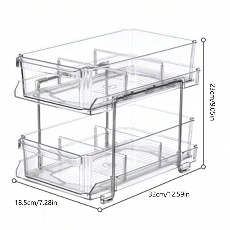 Acrylic Stackable Drawer Organizer Tray for Under Sink Office Multi-Purpose Storage Container Slide-Out Clear Container