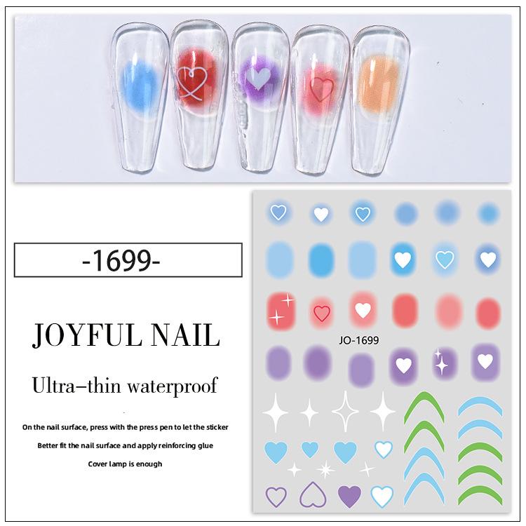 Rouge Pfirsich Herz Nagelsticker: Farbverlaufs-Selbstklebe-Abziehbilder für Nagelkunst