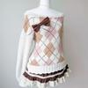 Trendy Plaid Knit Off-Shoulder Ruffle Sweater