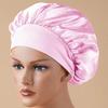 Faux Silk Satin Stretch Sleep & Shower Cap - Narrow Brim Round Cap for Hair Care