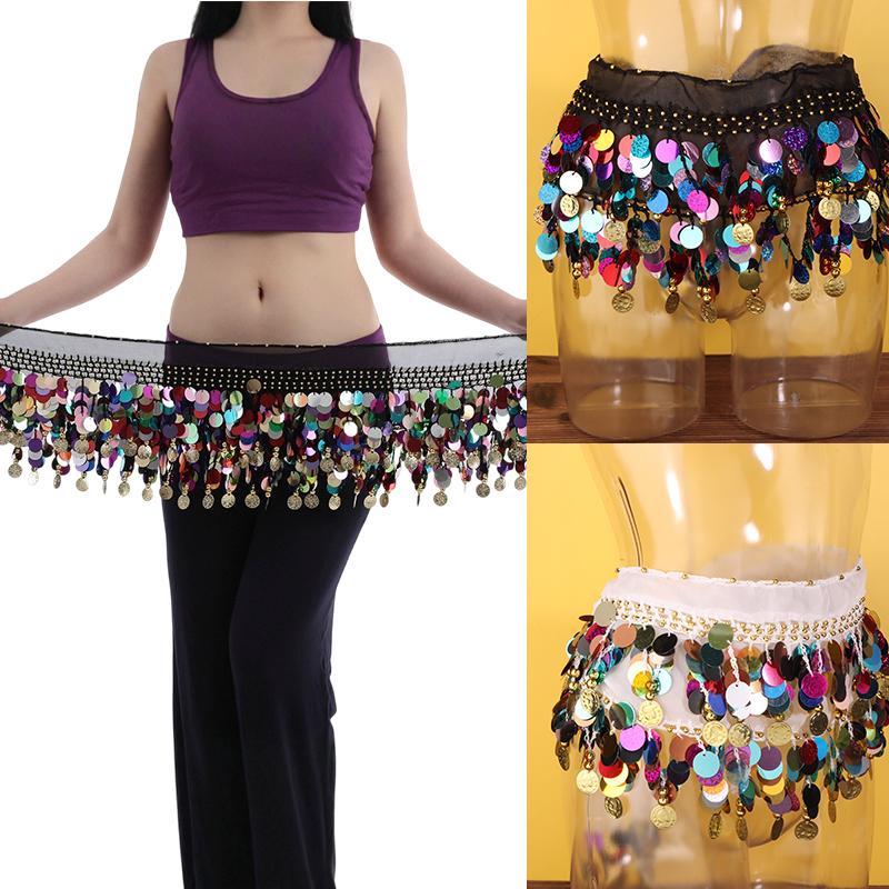 Belly Dance Hip Scarf Sequin Tassel Waist Belt Jazz Dance Hip Scarf With Dangling Sequins Indian Dance Performance Clothing