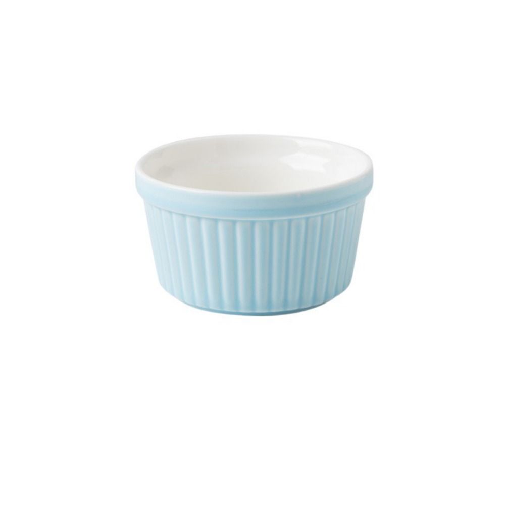 4Pcs Colorful Souffle Cups Oven Safe Fluted Porcelain Bowls Creme Brulee Dishes  Desserts