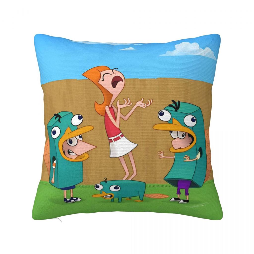 Perry The Platypus Pillow Case P-Phineas and F-FerbS Cushion Cover Soft Design Funny Pillowcases For Sofa Home Decorative
