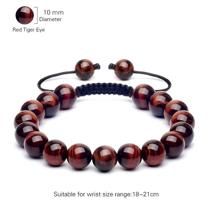 10MM Natural Tiger Eye & Agate Men's Hand-Woven Beaded Bracelet