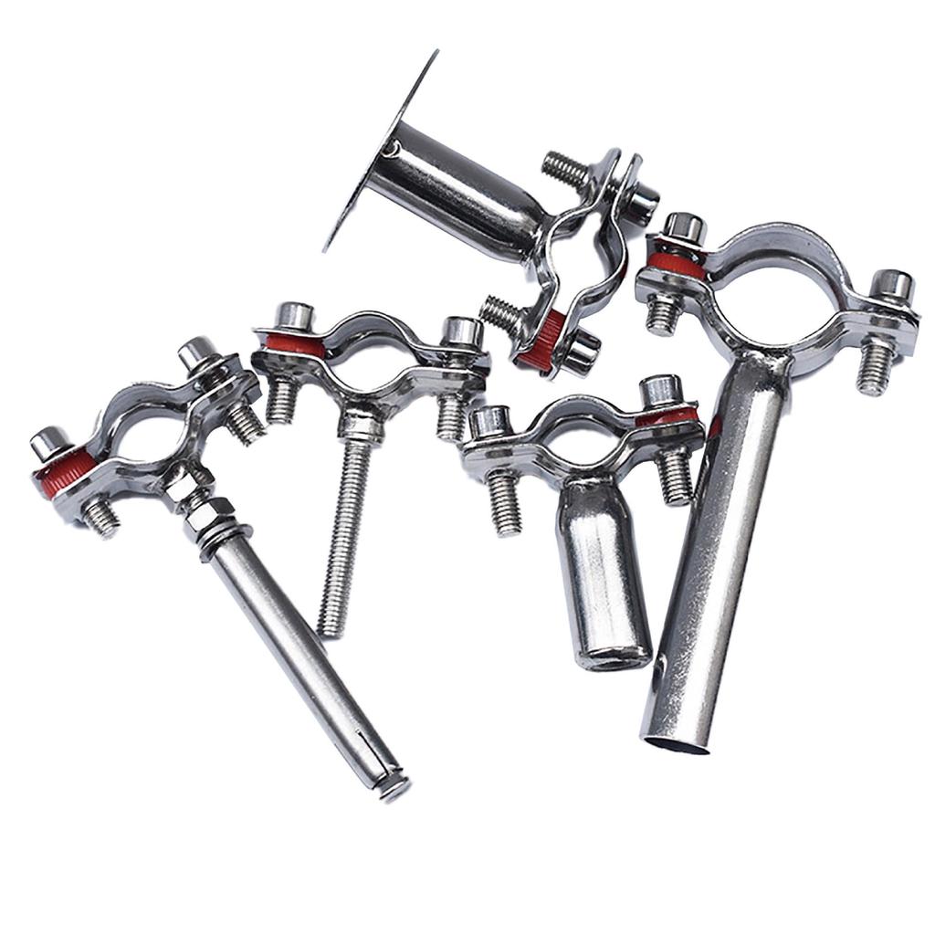 304 Stainless Steel Double Pipe Clamp with Screw-Fixed Bracket