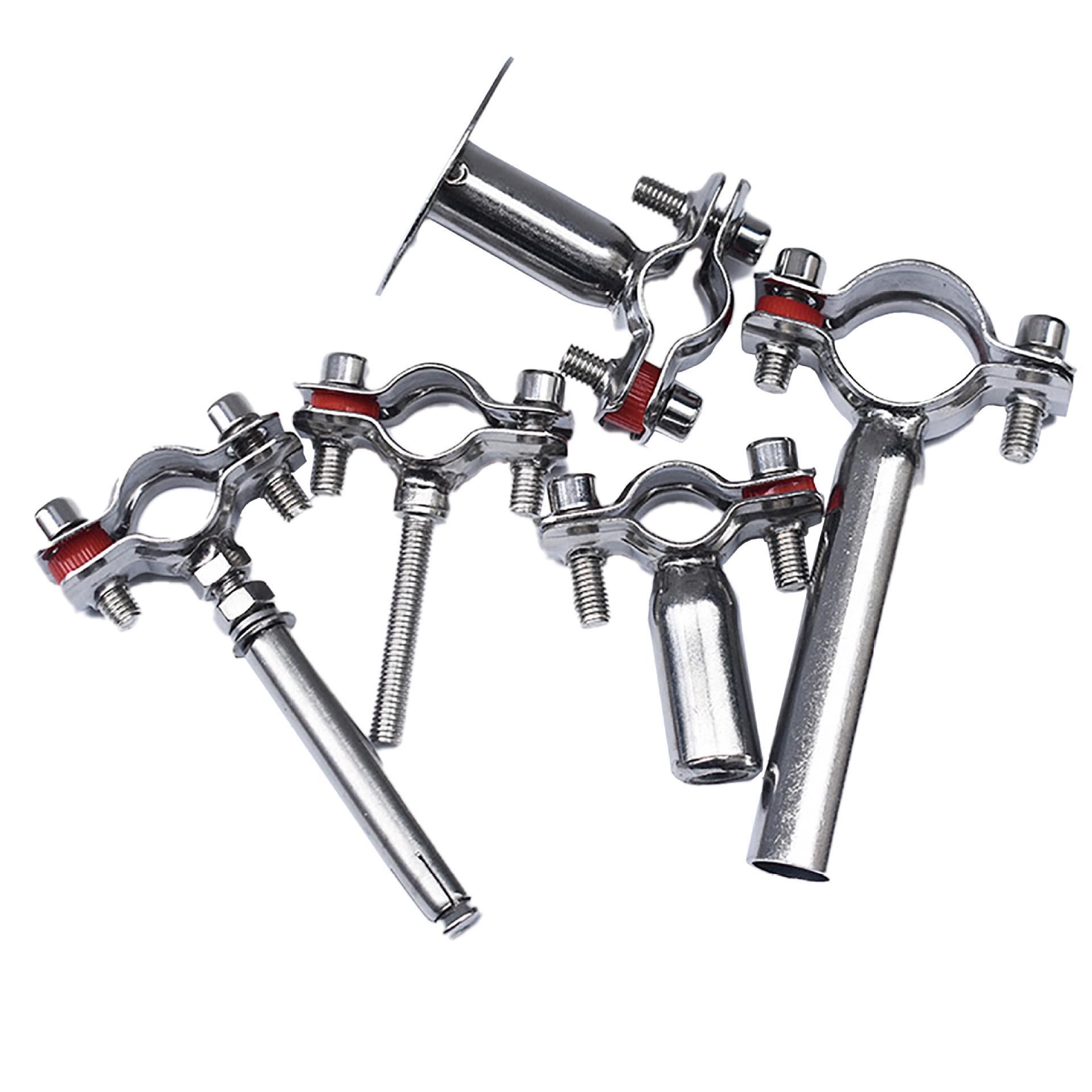 304 Stainless Steel Double Pipe Clamp with Screw-Fixed Bracket Stainless Steel