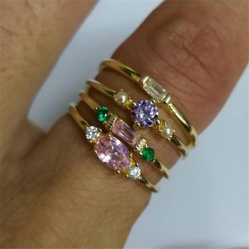 4-piece Ring Set, High-end, Simple and Exquisite Engagement Ring Set for Women