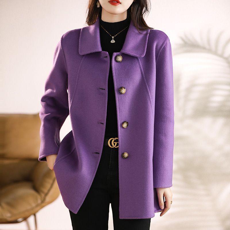 Stylish Woolen Coat with Doll Collar - Regular Fit for Spring, Autumn, and Winter