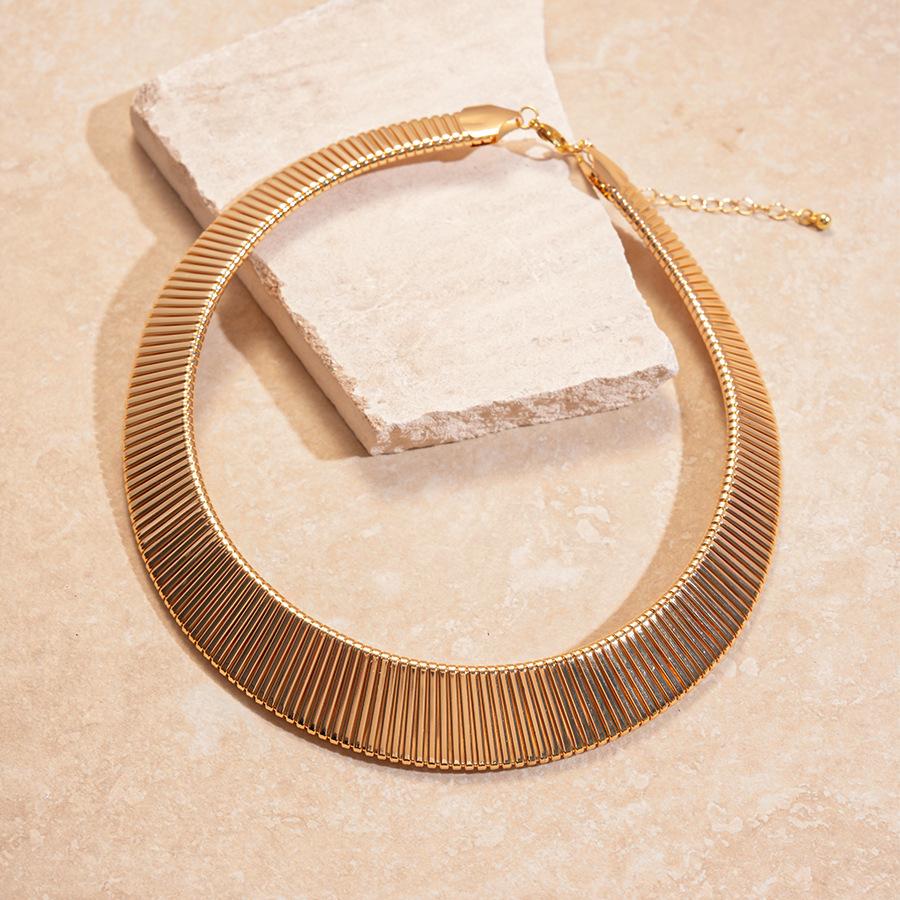 Bold Geometric Metal Texture Statement Collar Necklace for Women Minimalist Chic