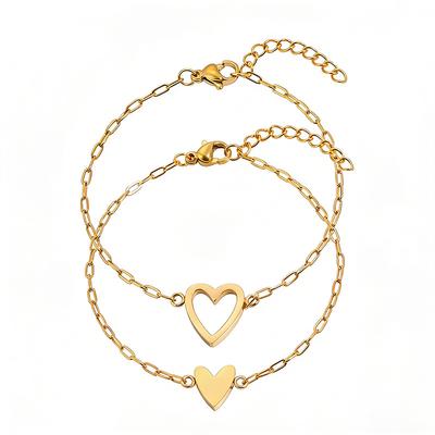 14k Stainless Steel Hollow Heart Bracelet for Women, Adjustable, Giving Heart-shaped Jewelry Gifts To Girlfriends and Couples