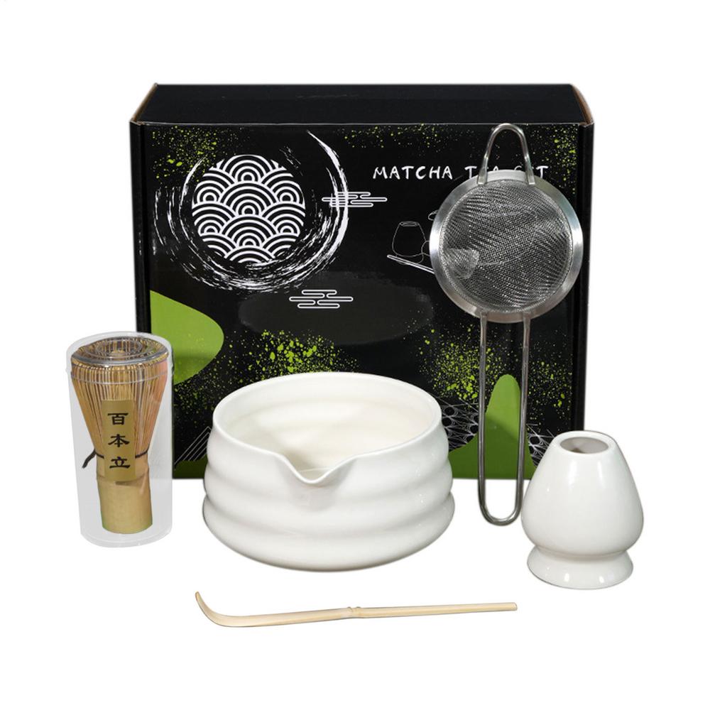 

Japanese Tea Set 5 Pieces Tea Set Matcha Set Authentic Design Matcha Kit Professional Matcha Whisk Set for Family Friends белый