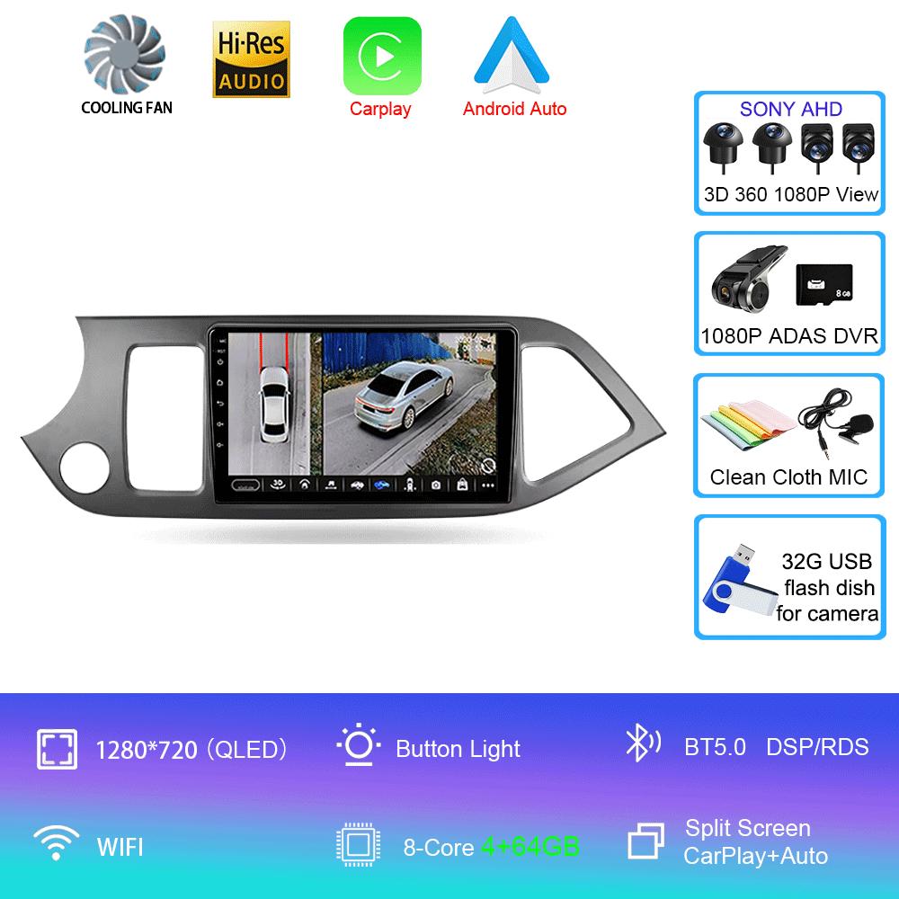 Android 14 Car Radio For Kia Morning 2 Picanto 2011 - 2017 Multimedia Video Player Navigation Stereo GPS No 2din 2 Din Dvd