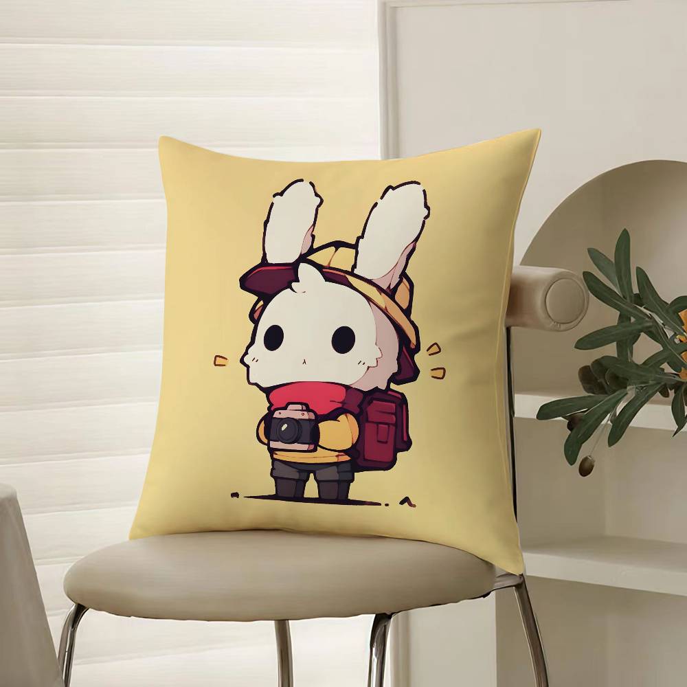 Cute Rabbit Dresses In Different Pillow Case Comfort Sofa Bed Silky Elegant Invisible Zipper Decorative Cushion Cover