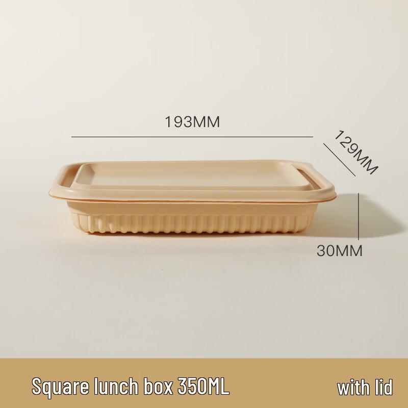 Eco-Friendly Corn Starch Disposable Square Lunch Boxes (50-Count)