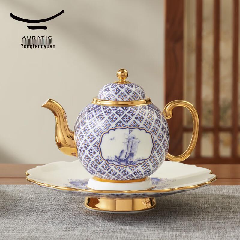 Auratic Xianshengci 'Peace & Prosperity' 17-Piece Ceramic Tea Set
