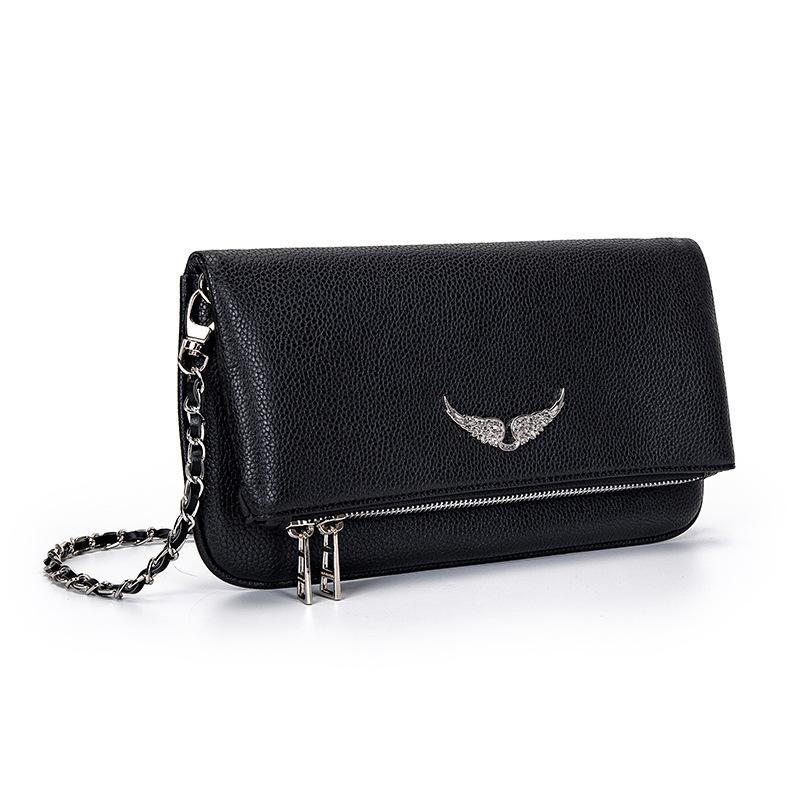 KaiTingu Franse Klassieke PU Leer Kleine Vierkante Tas Mode Veelzijdige Vleugel Ontwerp Dames Crossbody Tas voor Europese Stijl Dagelijkse Kleding zwart