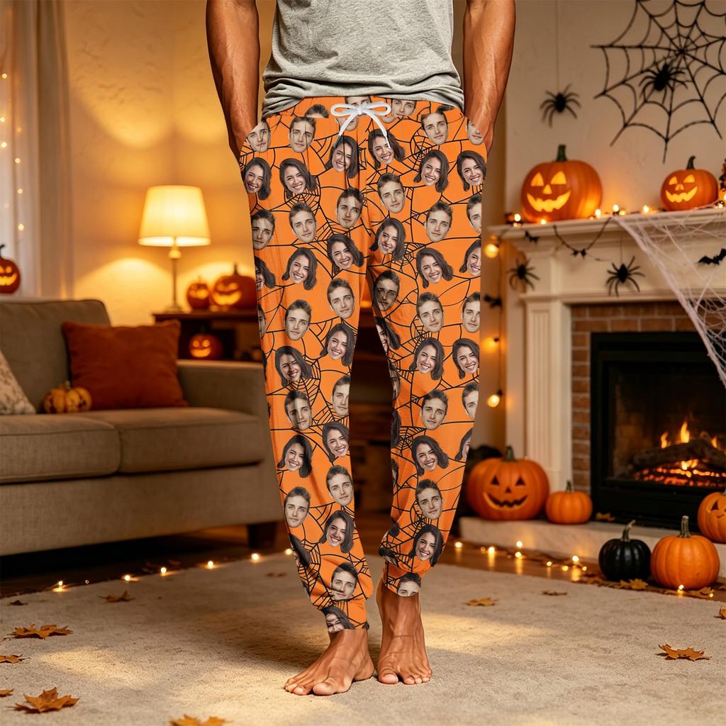 Men's Casual Pajama Pants with Pockets for Halloween Themed Wear