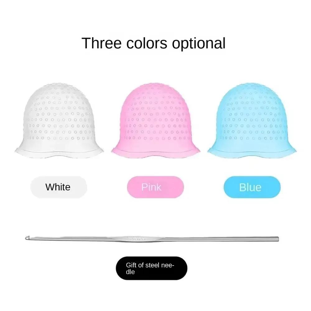 2Pcs/Set Hairdressing Hair Dyeing Caps With Metal Hooks Professional Barber Silicone Hair Dye Cap Barbershop Salon Styling Tools